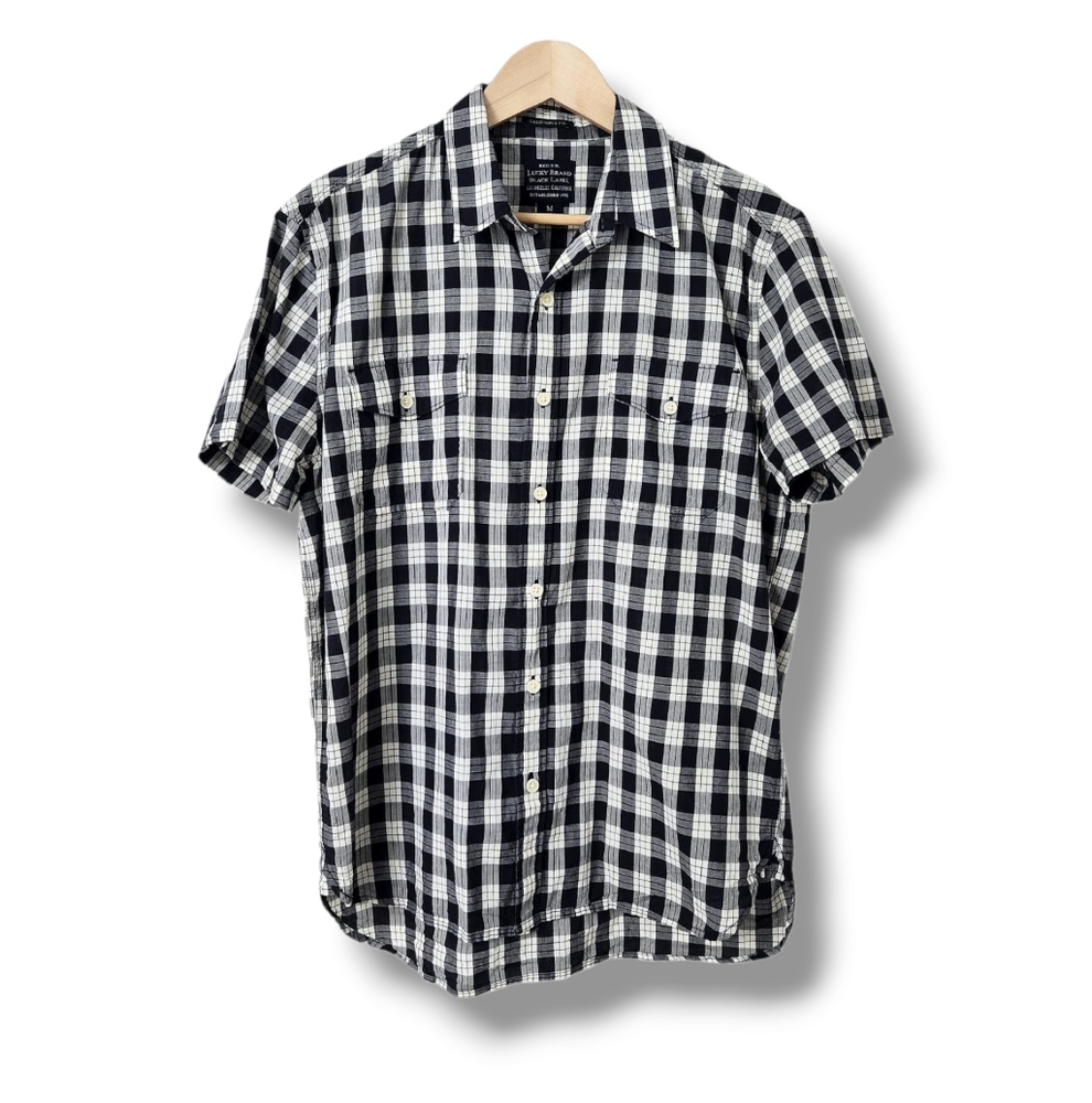 Lucky Brand Plaid California Fit Short Sleeve Button Down Shirt | Medium
